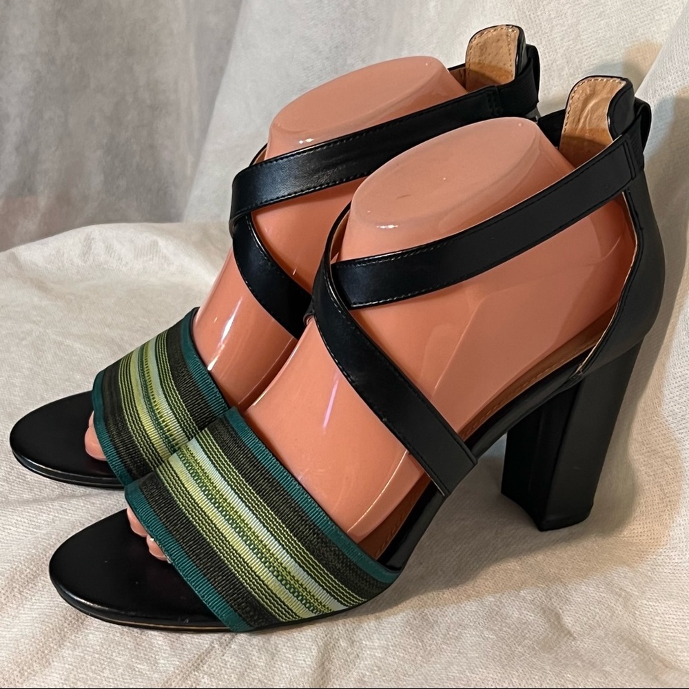 Eva Mendes black & green sandal heel, size 9